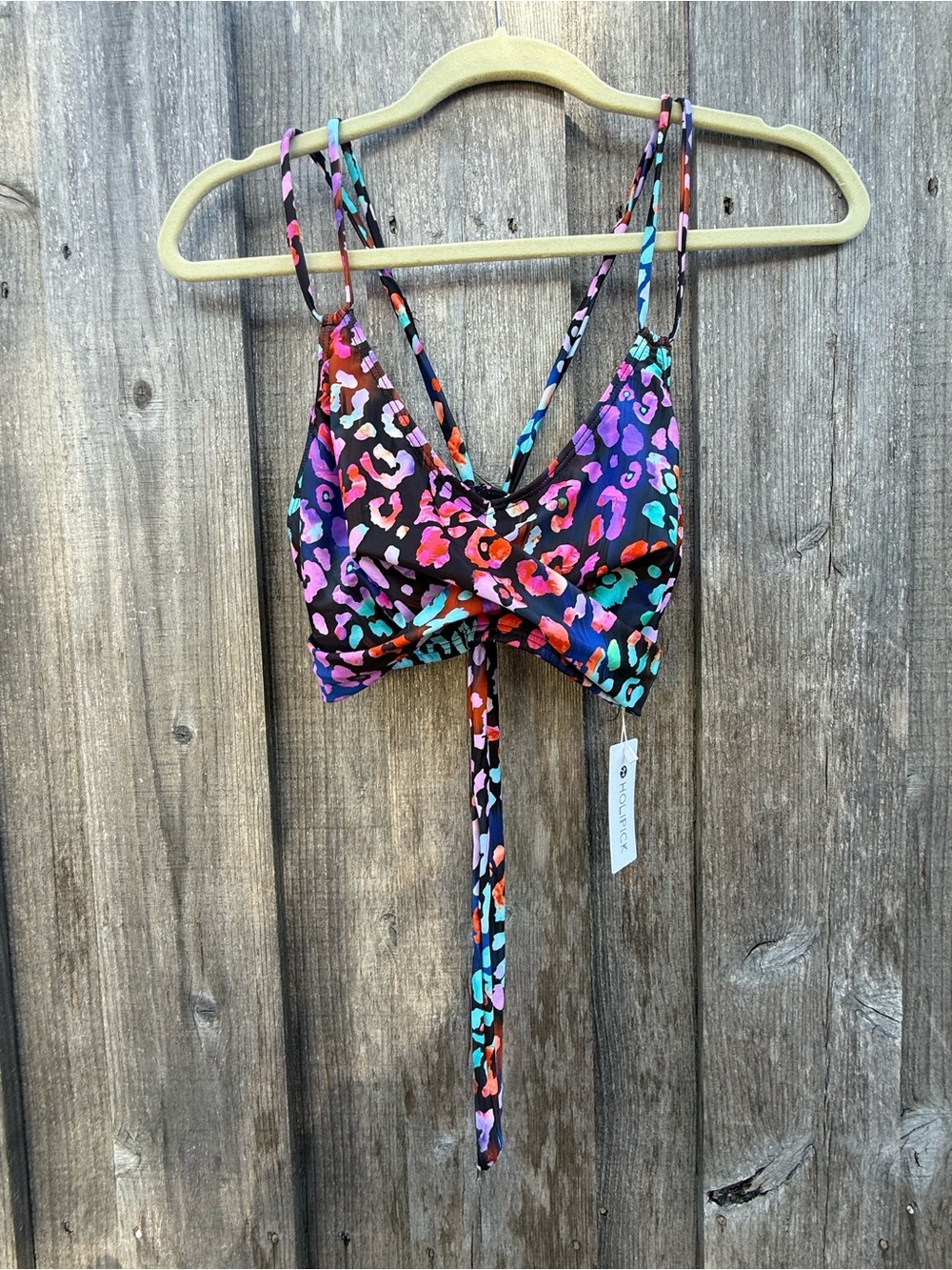 NWT Leopard Print Wrap Bikini Swim Top Multicolor Size XS